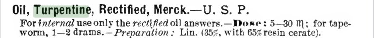 Merck Manual lists Turpentine